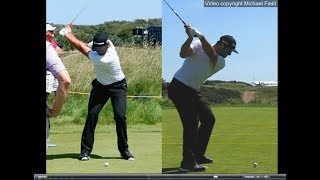 Jon Rahm golf swing  Long Iron faceon amp downtheline July 2017 [upl. by Tema]