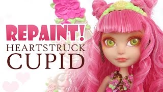 Repaint Valentine Heartstruck Cupid Ever After High Custom Face Up [upl. by Arlan]