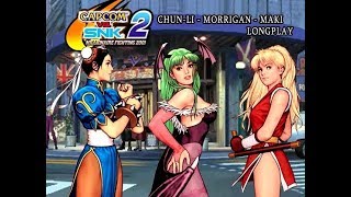 Capcom vs SNK 2 PS2 Arcade Mode  ChunLi Morrigan amp Maki [upl. by Noek]