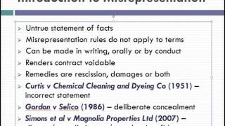 Misrepresentation Lecture 1 of 4 [upl. by Giordano356]